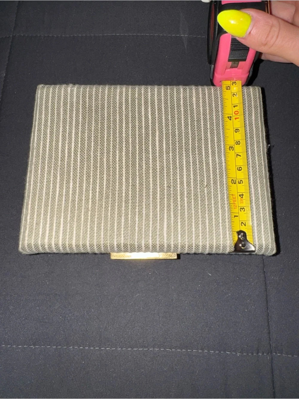 Sage & White Striped Fabric Accessory Box